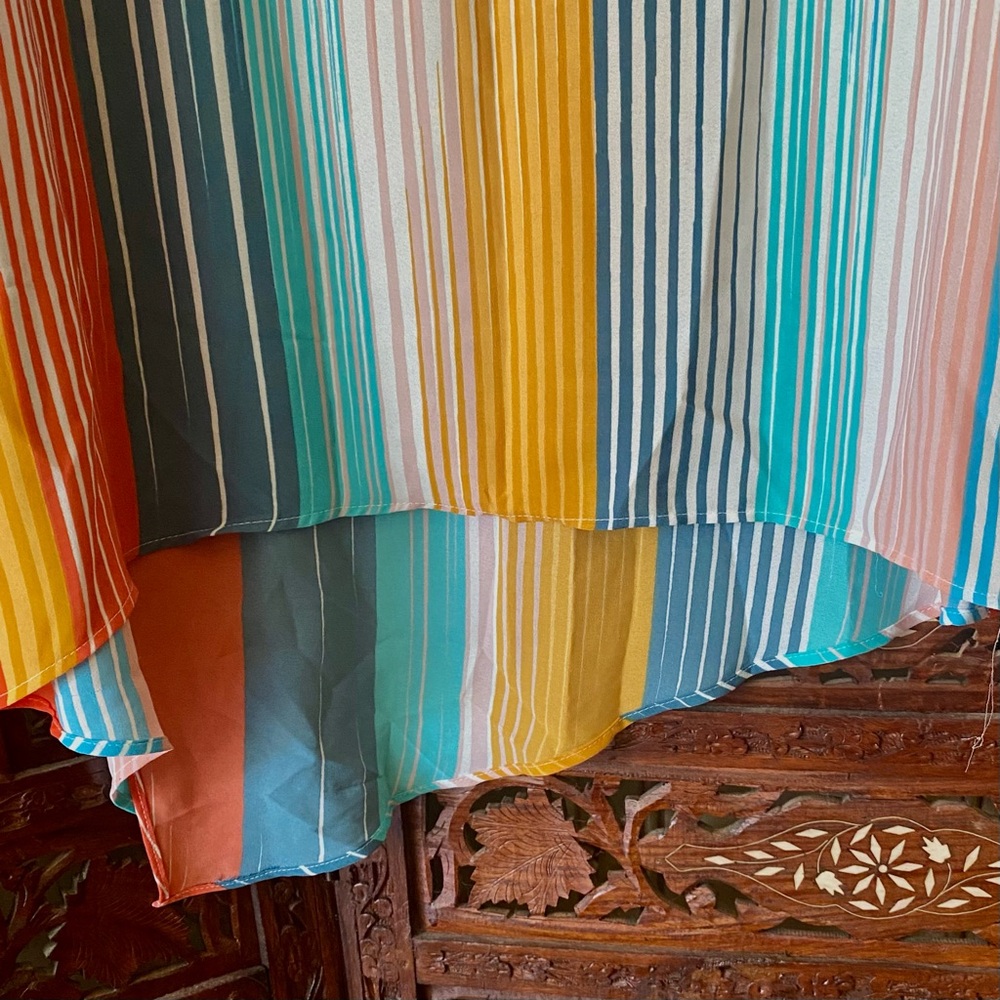 RACHEL ZOE SIZE LARGE SLEEVELESS MULTICOLOR STRIPED BOHO TOP - Picture 6 of 7